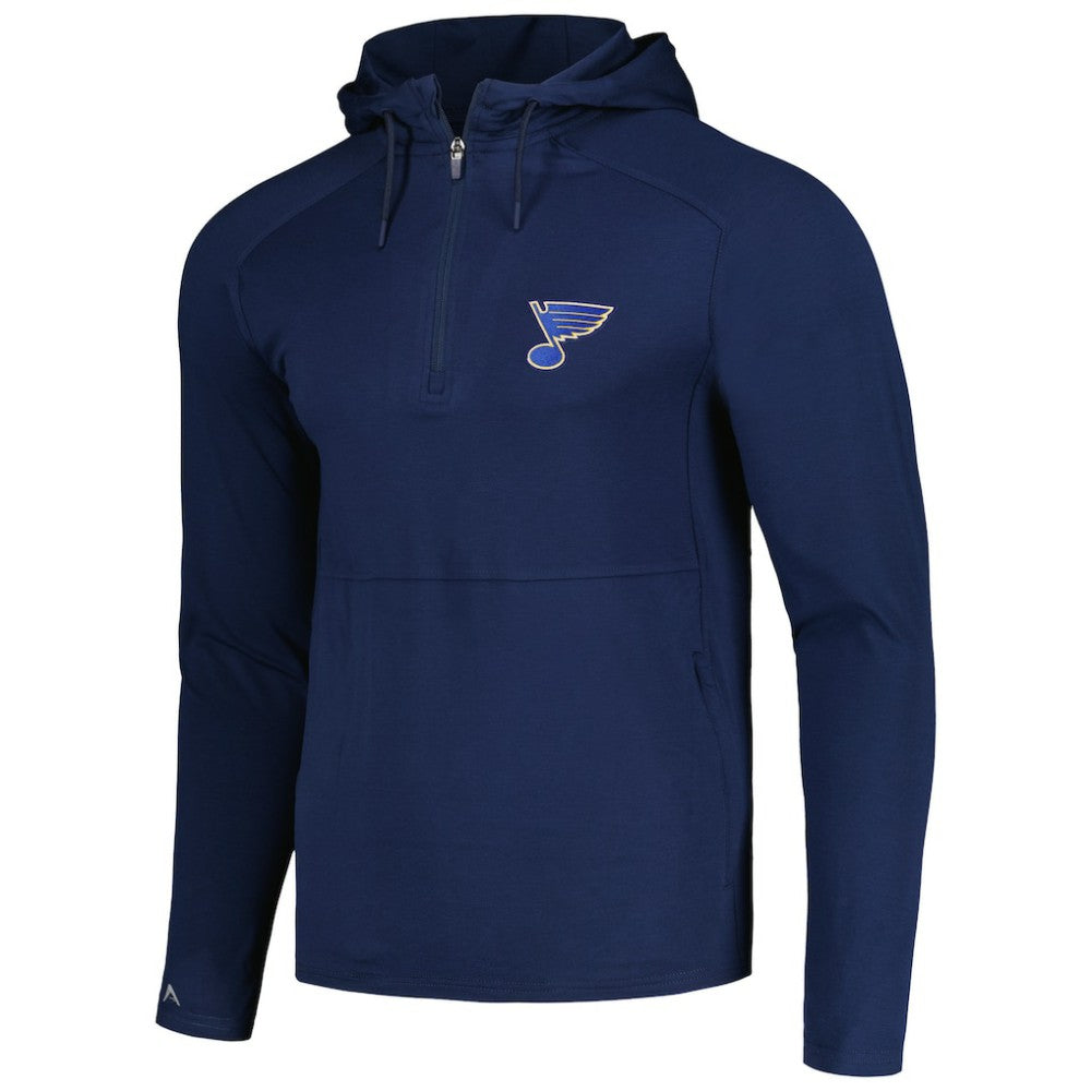 St. Louis Blues Antigua Spikes Raglan Quarter-Zip Hoodie Heather Navy