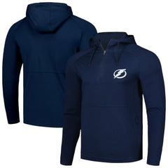 Tampa Bay Lightning Antigua Spikes Raglan Quarter-Zip Hoodie Heather Navy