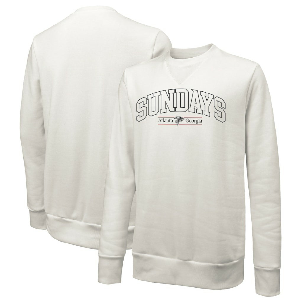 Atlanta Falcons Majestic Threads Unisex Sundays Block Letter Crewneck Pullover Sweatshirt - White discount