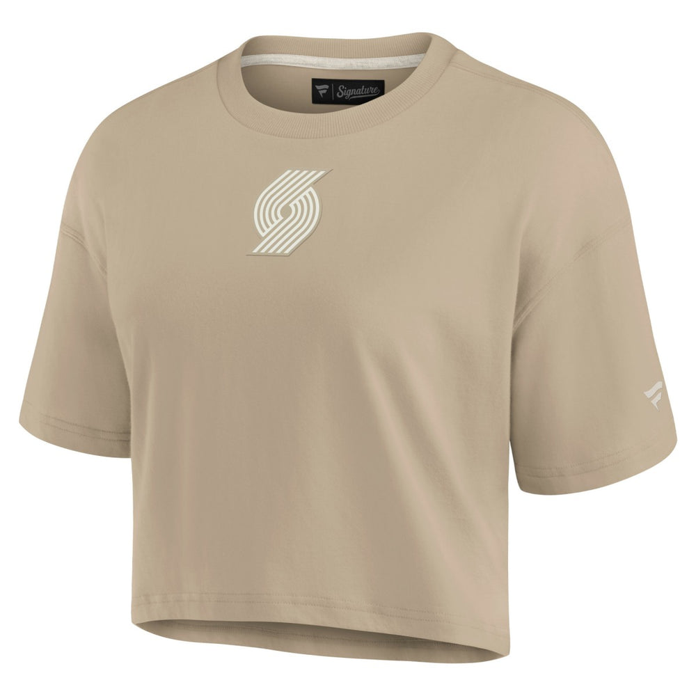 Portland Trail Blazers Women's Elements Super Soft Boxy Cropped T-Shirt - Khaki | Fanatics cheap
