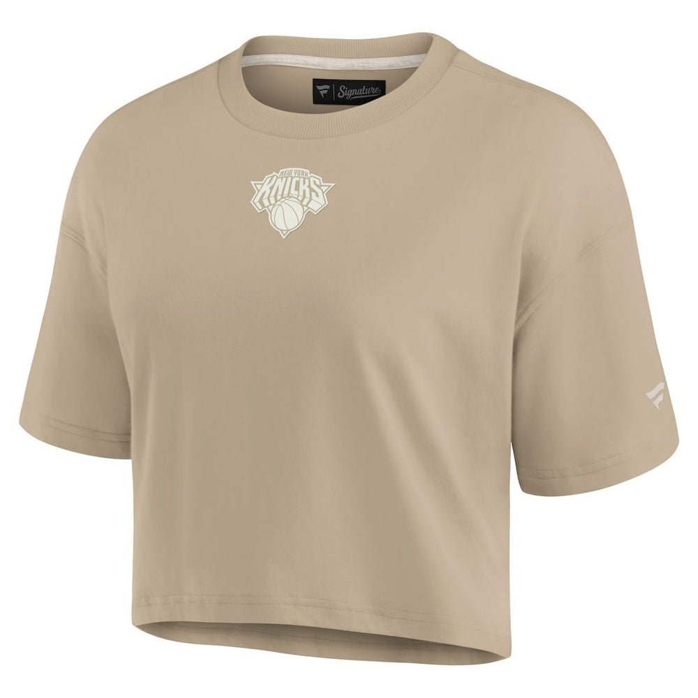 New York Knicks Women's Elements Super Soft Boxy Cropped T-Shirt - Khaki | Fanatics cheap