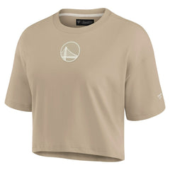 Golden State Warriors Women's Elements Super Soft Boxy Cropped T-Shirt sale - Khaki | Fanatics cheap