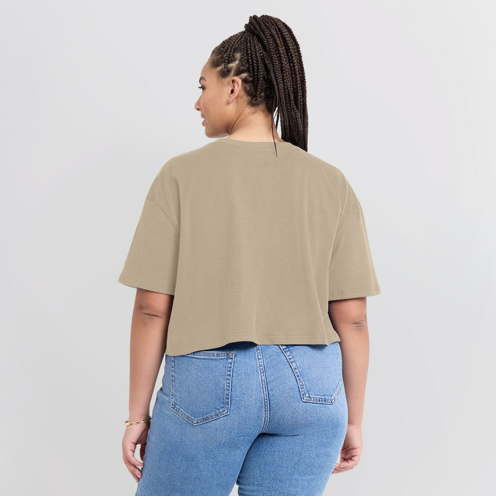 Golden State Warriors Women's Elements Super Soft Boxy Cropped T-Shirt sale - Khaki | Fanatics cheap