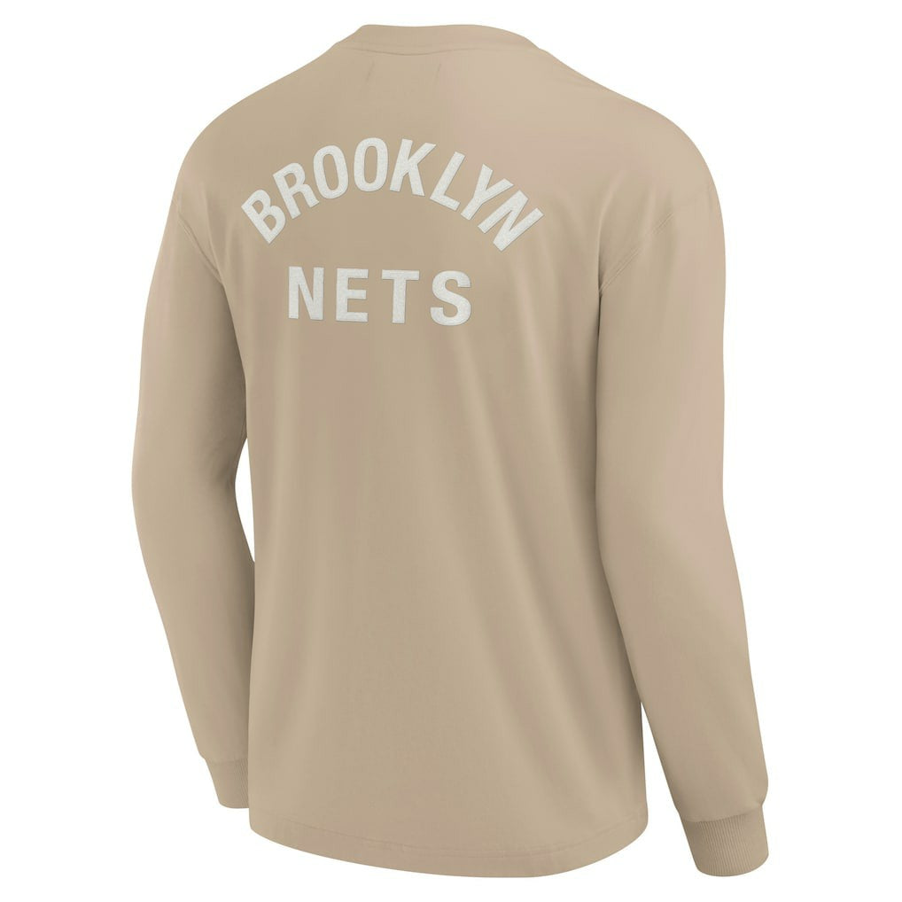 Brooklyn Nets Unisex Elements Super Soft Long Sleeve T-Shirt - Khaki | Fanatics discount