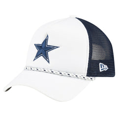 Dallas Cowboys New Era Court Sport Foam Front A-Frame 9FORTY Adjustable Trucker Hat - White/Navy for sale
