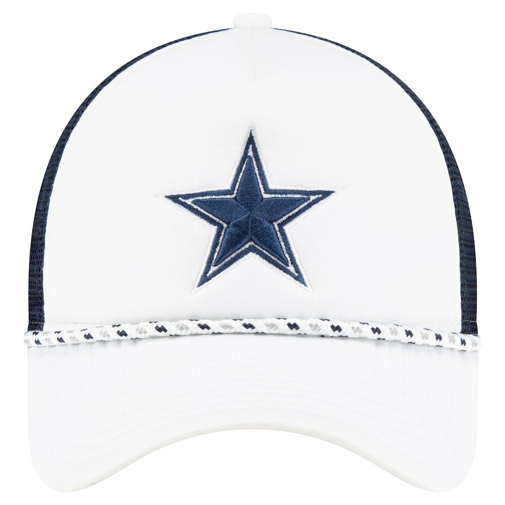 Dallas Cowboys New Era Court Sport Foam Front A-Frame 9FORTY Adjustable Trucker Hat - White/Navy for sale