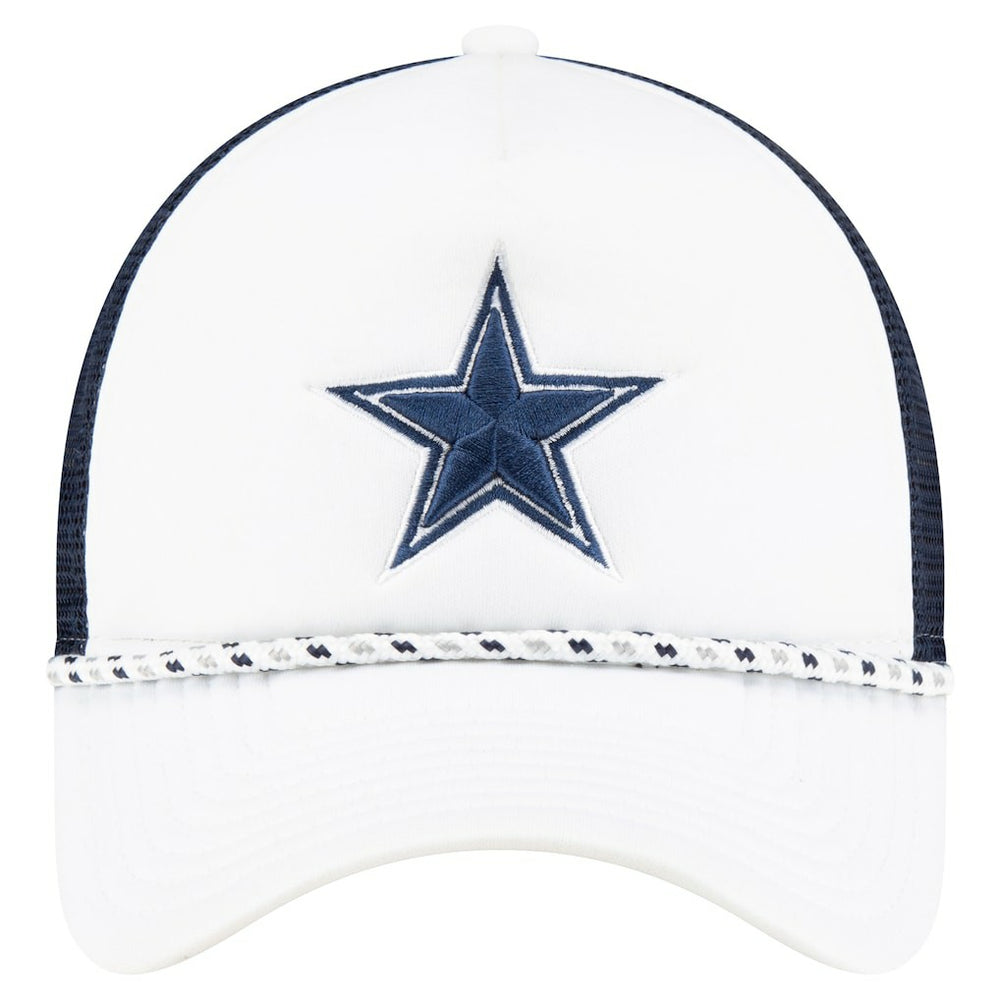 Dallas Cowboys New Era Court Sport Foam Front A-Frame 9FORTY Adjustable Trucker Hat - White/Navy for sale