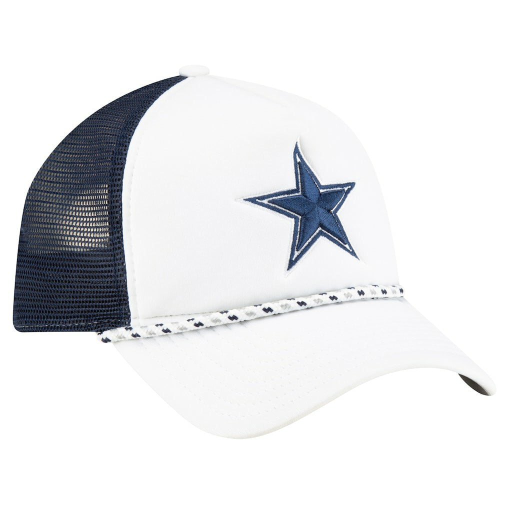 Dallas Cowboys New Era Court Sport Foam Front A-Frame 9FORTY Adjustable Trucker Hat - White/Navy for sale