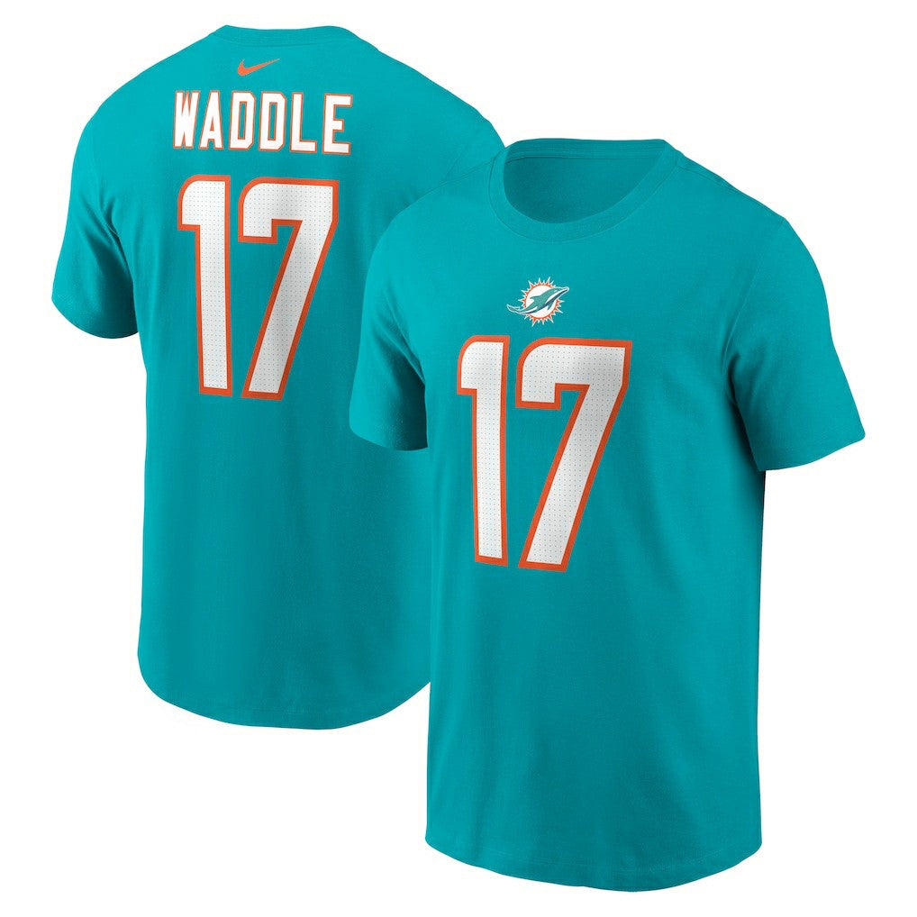 Jaylen Waddle Miami Dolphins Player Name & Number T-Shirt - Aqua | Nike on sale