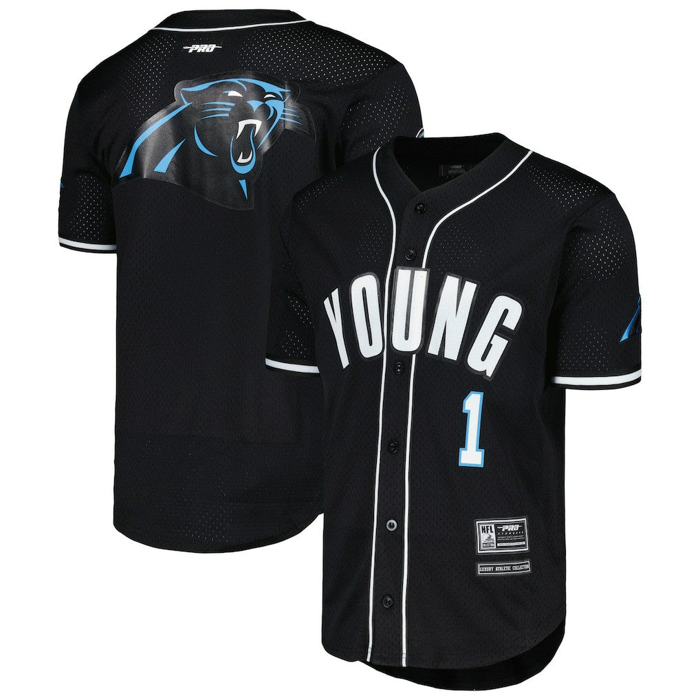 Bryce Young Carolina Panthers Pro Standard Mesh Baseball Button-Up T-Shirt - Black sale