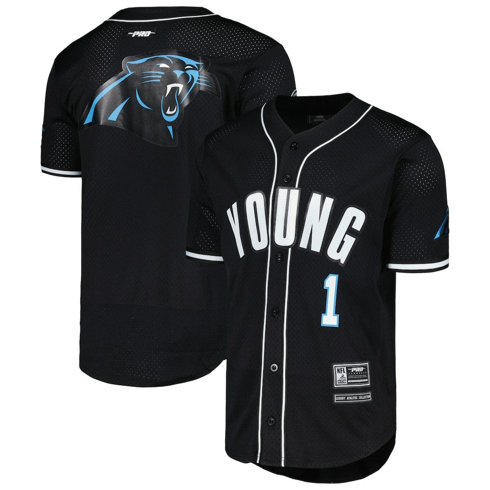 Bryce Young Carolina Panthers Pro Standard Mesh Baseball Button-Up T-Shirt - Black sale