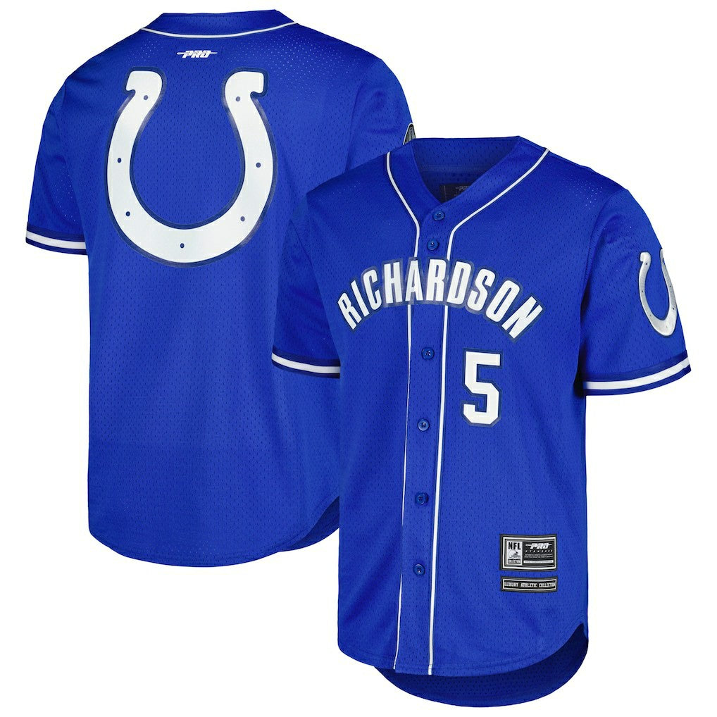 Anthony Richardson Indianapolis Colts Pro Standard Mesh Baseball Button-Up T-Shirt - Royal sale