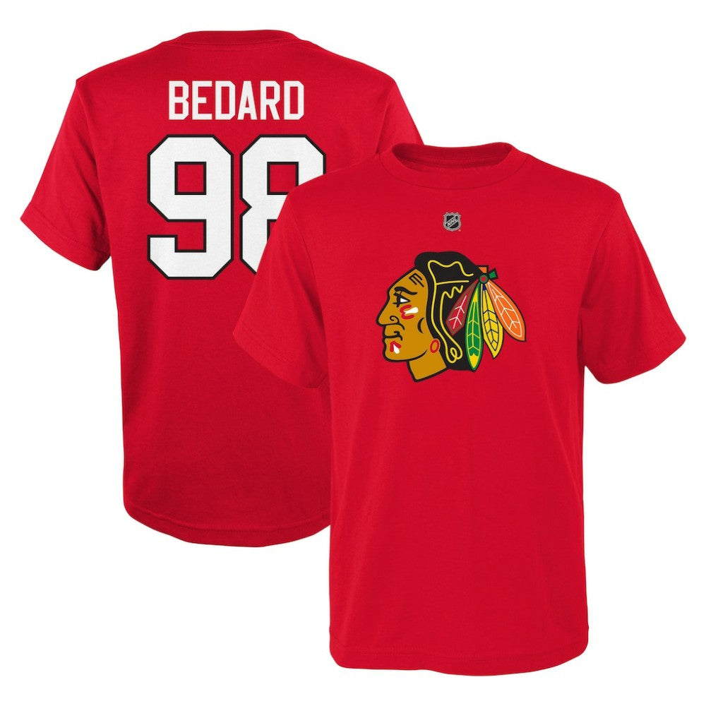Connor Bedard Chicago Blackhawks Preschool Authentic Stack Name & Number T-Shirt Red