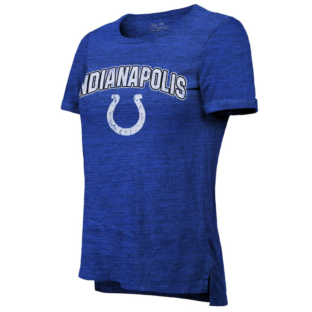 Indianapolis Colts Majestic Threads Women's Indiana Nights Alternate Tri-Blend Boyfriend T-Shirt - Heather Blue sale
