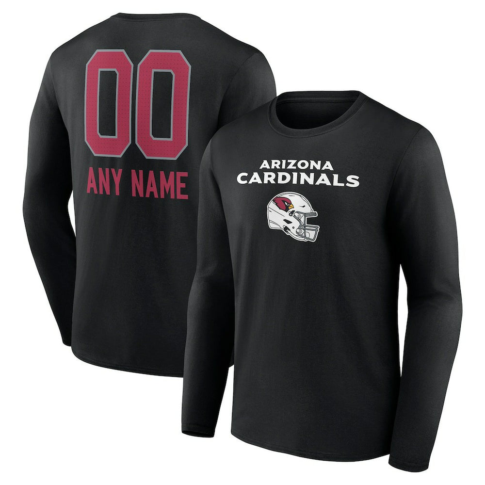 Arizona Cardinals Personalized Name & Number Team Wordmark Long Sleeve T-Shirt - Black discount