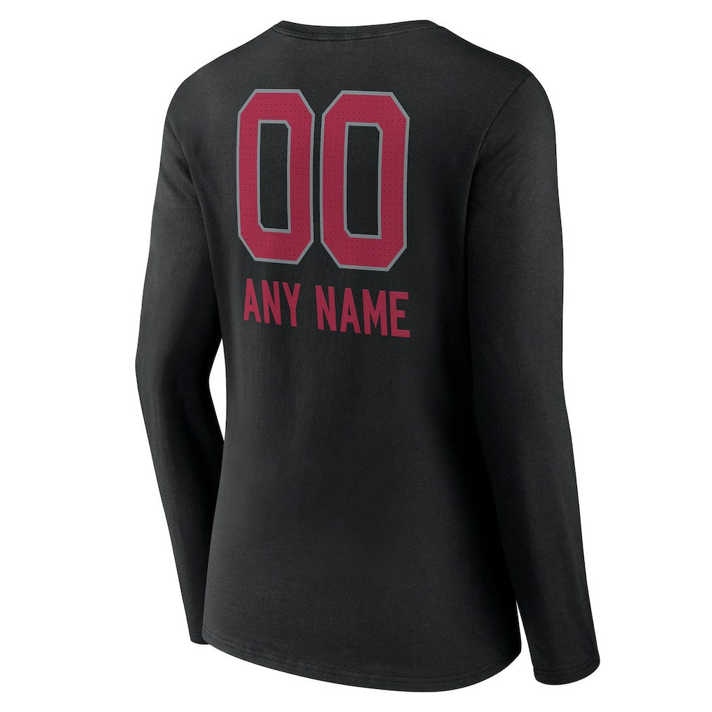 Arizona Cardinals Women's Personalized Name & Number Team Wordmark Long Sleeve V-Neck T-Shirt - Black sale