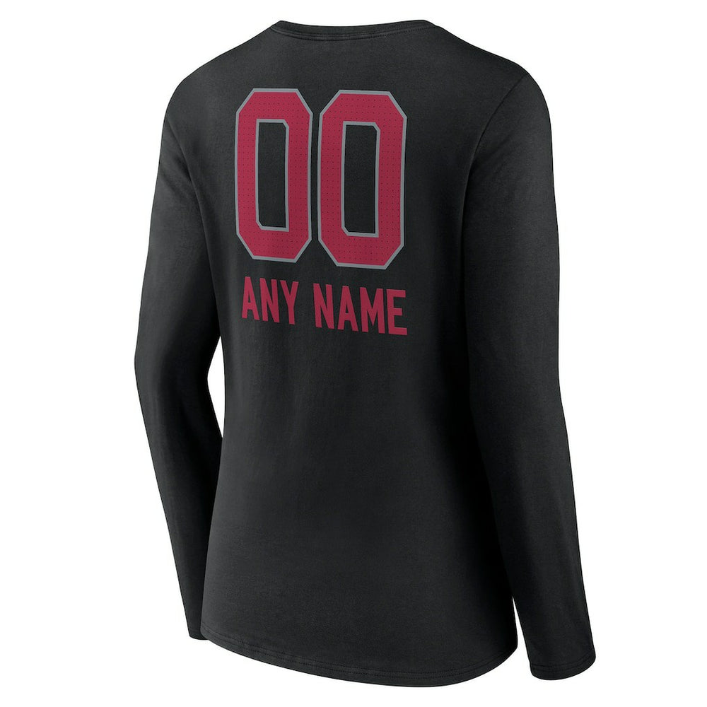 Arizona Cardinals Women's Personalized Name & Number Team Wordmark Long Sleeve V-Neck T-Shirt - Black sale