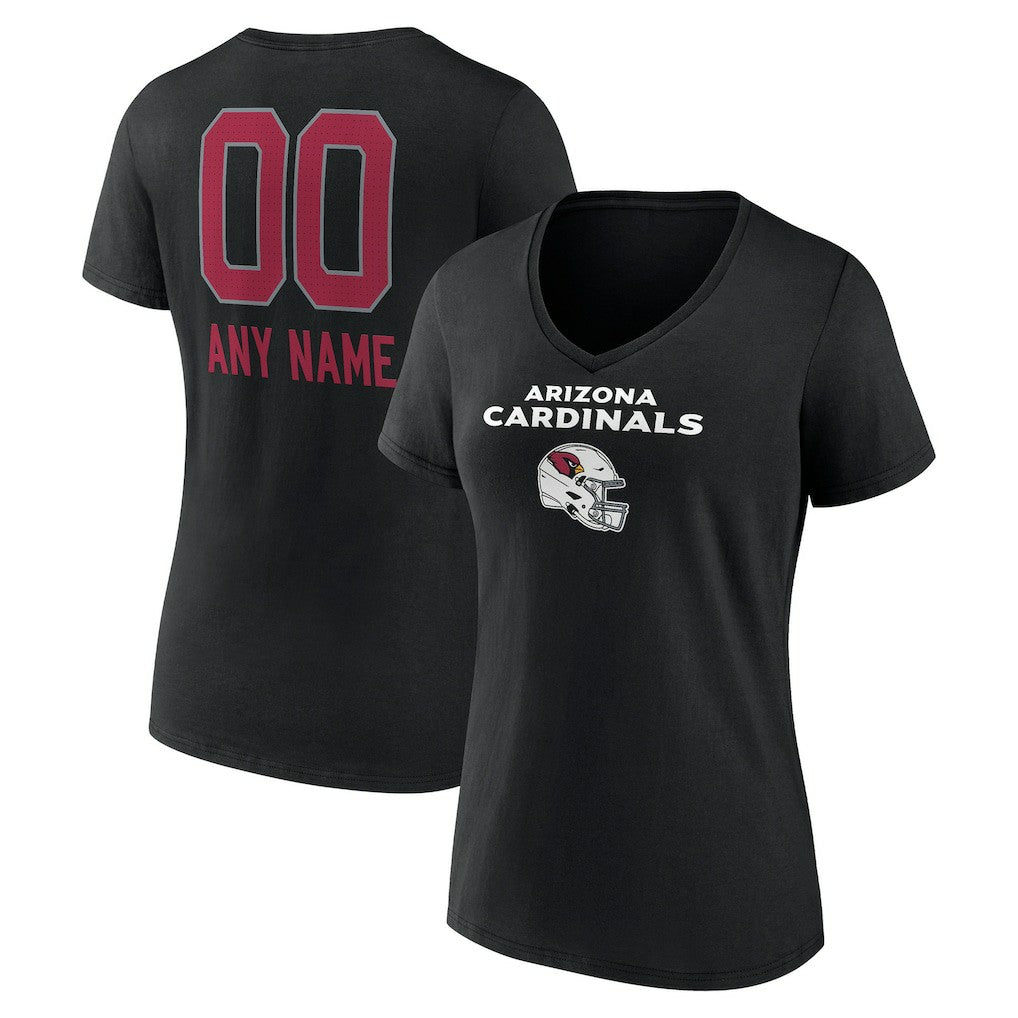Arizona Cardinals Women's Personalized Name & Number Team Wordmark V-Neck T-Shirt - Black online