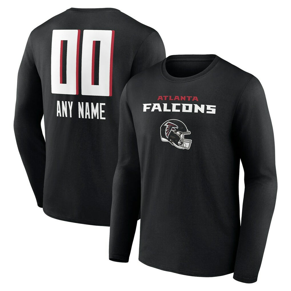 Atlanta Falcons Personalized Name & Number Team Wordmark Long Sleeve T-Shirt - Black for sale