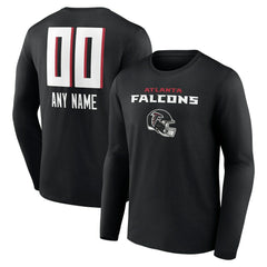 Atlanta Falcons Personalized Name & Number Team Wordmark Long Sleeve T-Shirt - Black for sale
