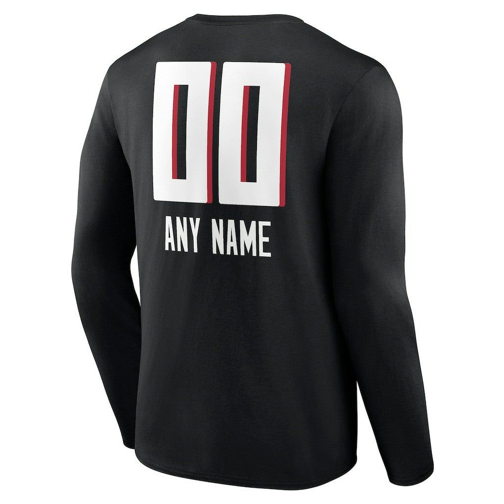 Atlanta Falcons Personalized Name & Number Team Wordmark Long Sleeve T-Shirt - Black for sale