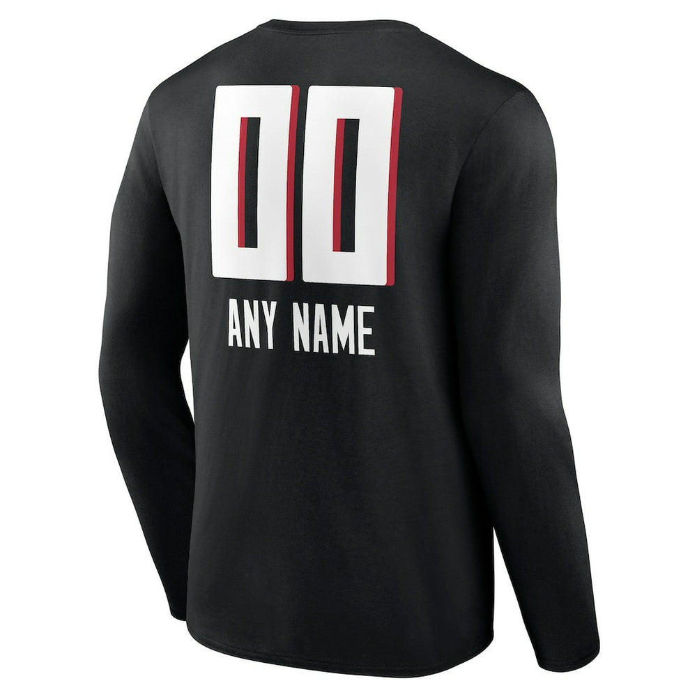 Atlanta Falcons Personalized Name & Number Team Wordmark Long Sleeve T-Shirt - Black for sale