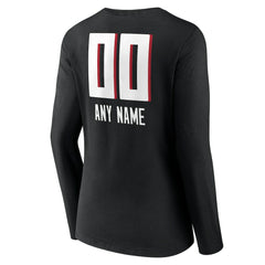 Atlanta Falcons Women's Personalized Name & Number Team Wordmark Long Sleeve V-Neck T-Shirt - Black online