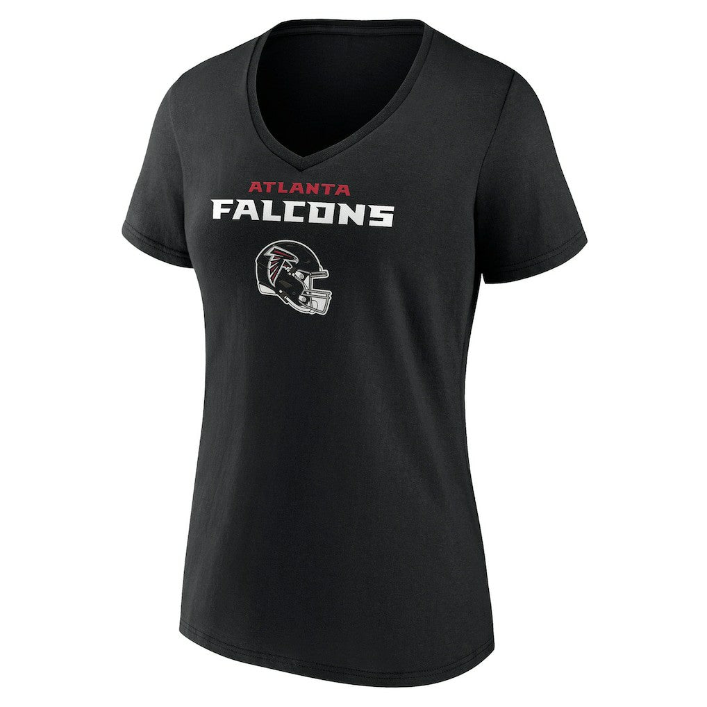 Atlanta Falcons Women's Personalized Name & Number Team Wordmark V-Neck T-Shirt - Black for sale