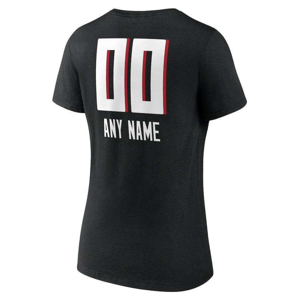 Atlanta Falcons Women's Personalized Name & Number Team Wordmark V-Neck T-Shirt - Black for sale