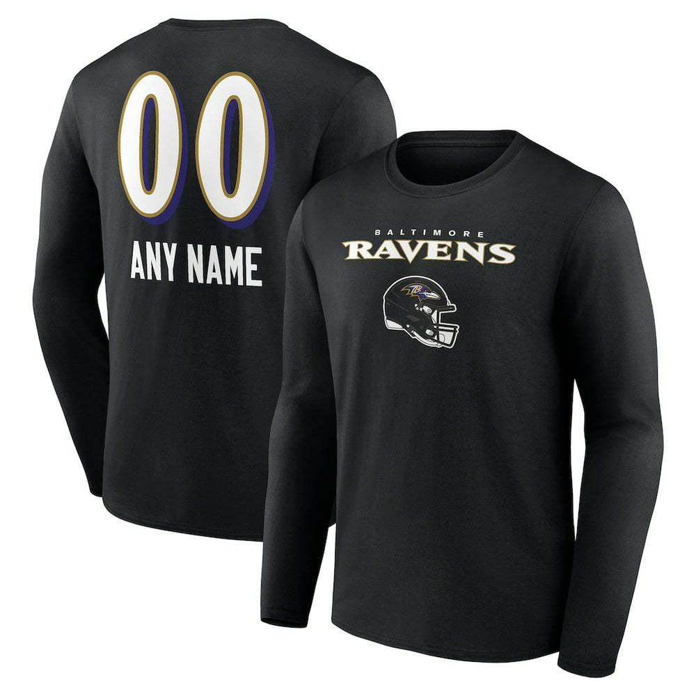 Baltimore Ravens Personalized Name & Number Team Wordmark Long Sleeve T-Shirt - Black outlet