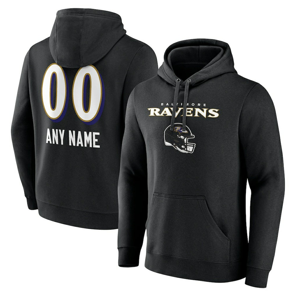 Baltimore Ravens Personalized Name & Number Team Wordmark Pullover Hoodie - Black on sale