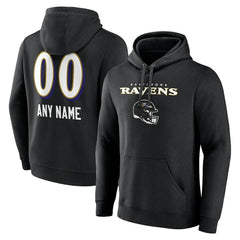 Baltimore Ravens Personalized Name & Number Team Wordmark Pullover Hoodie - Black on sale