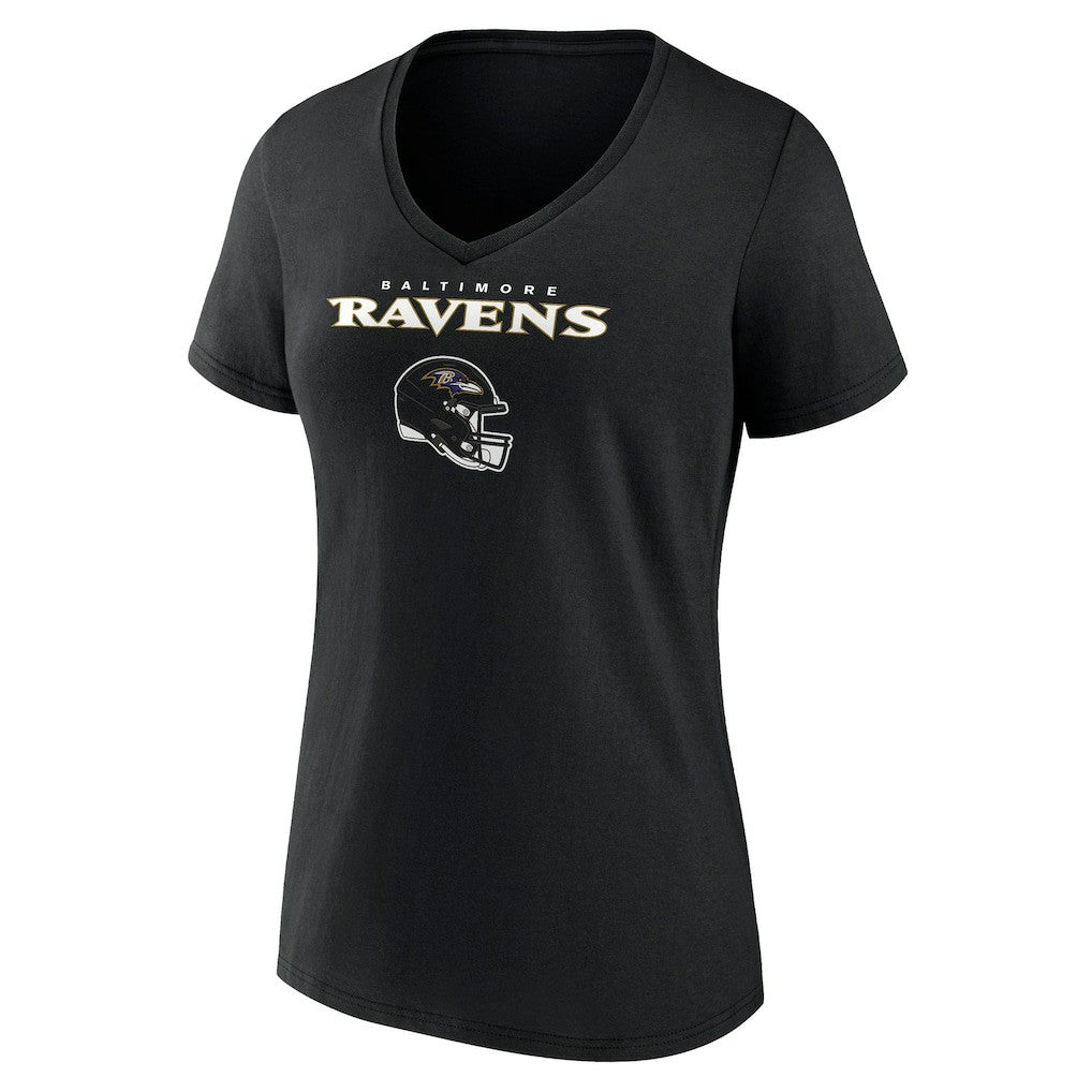 Baltimore Ravens Women's Personalized Name & Number Team Wordmark V-Neck T-Shirt - Black for sale