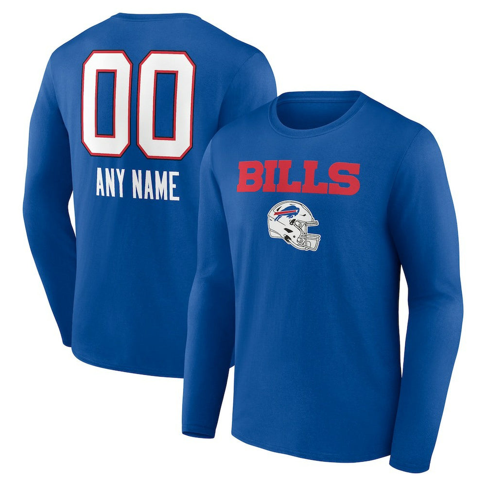 Buffalo Bills Personalized Name & Number Team Wordmark Long Sleeve T-Shirt - Royal for sale