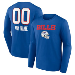 Buffalo Bills Personalized Name & Number Team Wordmark Long Sleeve T-Shirt - Royal for sale