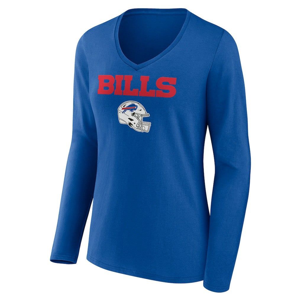 Buffalo Bills Women's Personalized Name & Number Team Wordmark Long Sleeve V-Neck T-Shirt - Royal outlet