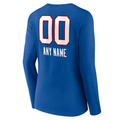 Buffalo Bills Women's Personalized Name & Number Team Wordmark Long Sleeve V-Neck T-Shirt - Royal outlet