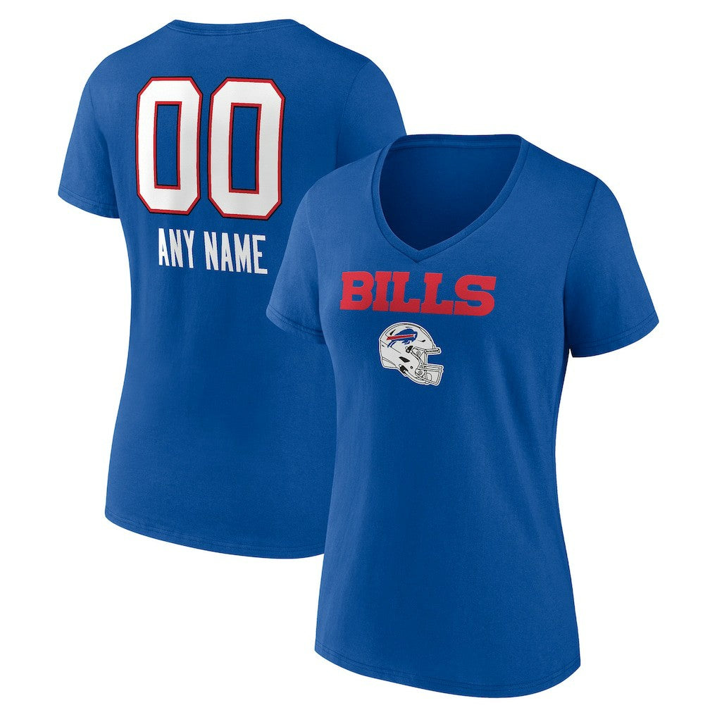 Buffalo Bills Women's Personalized Name & Number Team Wordmark V-Neck T-Shirt - Royal outlet