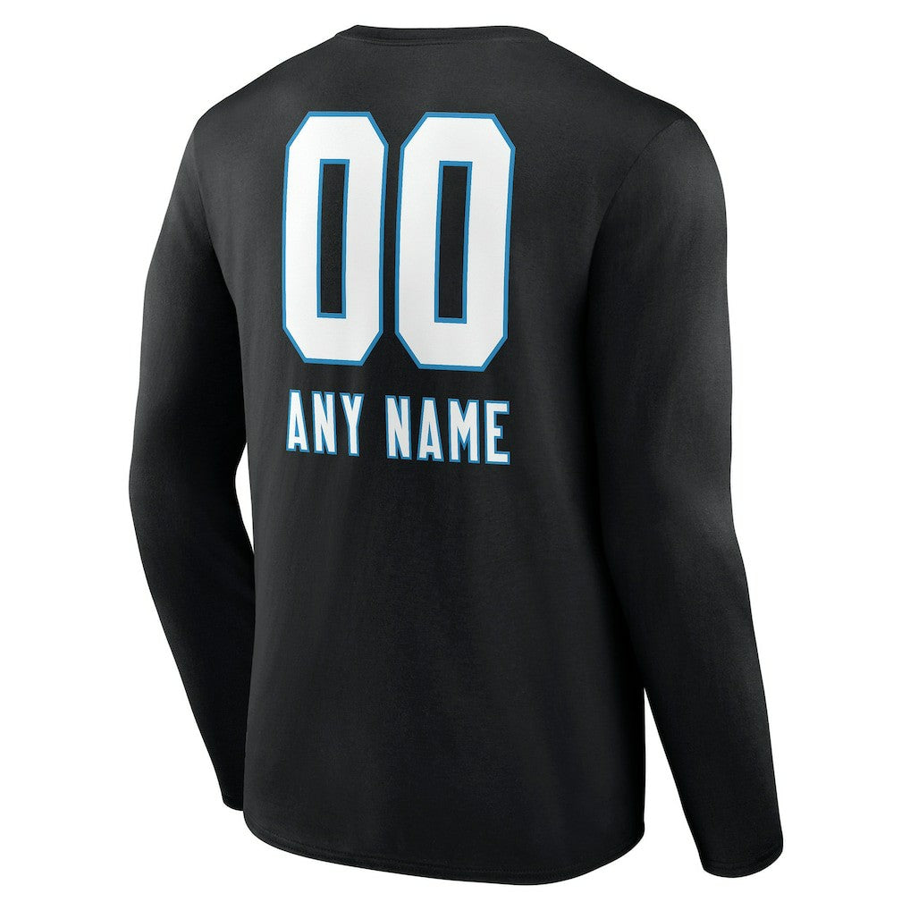 Carolina Panthers Personalized Name & Number Team Wordmark Long Sleeve T-Shirt - Black outlet