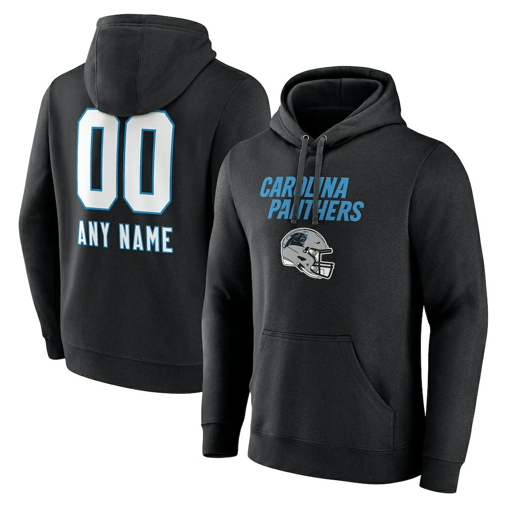 Carolina Panthers Personalized Name & Number Team Wordmark Pullover Hoodie - Black for sale