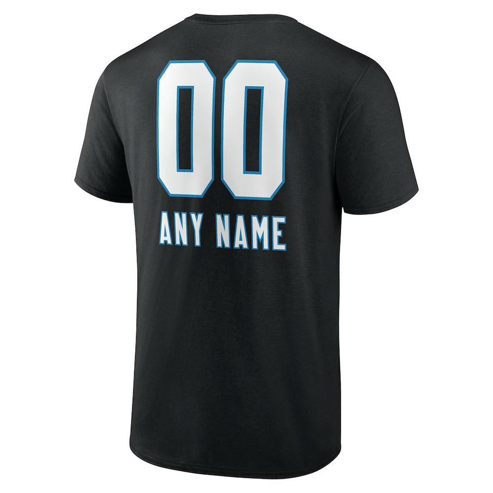 Carolina Panthers Personalized Name & Number Team Wordmark T-Shirt - Black for sale