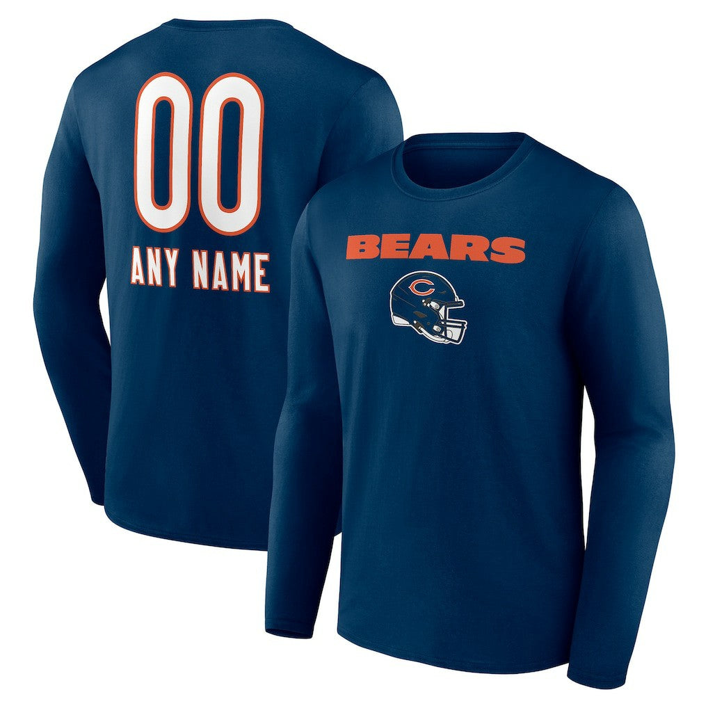 Chicago Bears Personalized Name & Number Team Wordmark Long Sleeve T-Shirt - Navy outlet