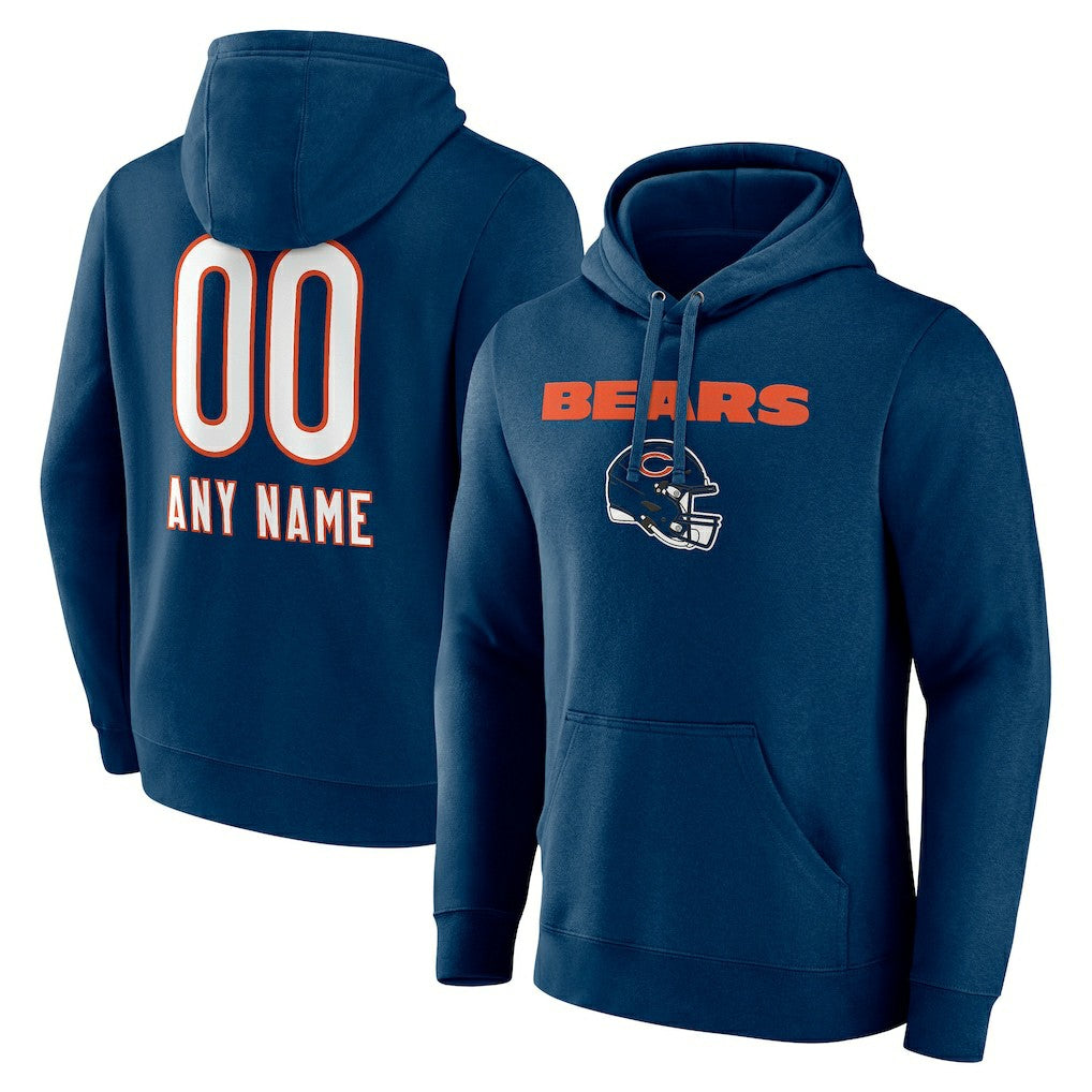 Chicago Bears Personalized Name & Number Team Wordmark Pullover Hoodie - Navy on sale