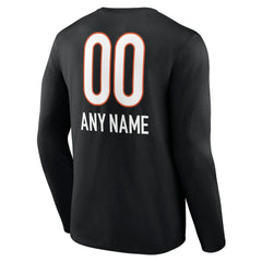 Cincinnati Bengals Personalized Name & Number Team Wordmark Long Sleeve T-Shirt - Black for sale