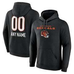 Cincinnati Bengals Personalized Name & Number Team Wordmark Pullover Hoodie - Black on sale