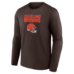 Cleveland Browns Personalized Name & Number Team Wordmark Long Sleeve T-Shirt - Brown on sale