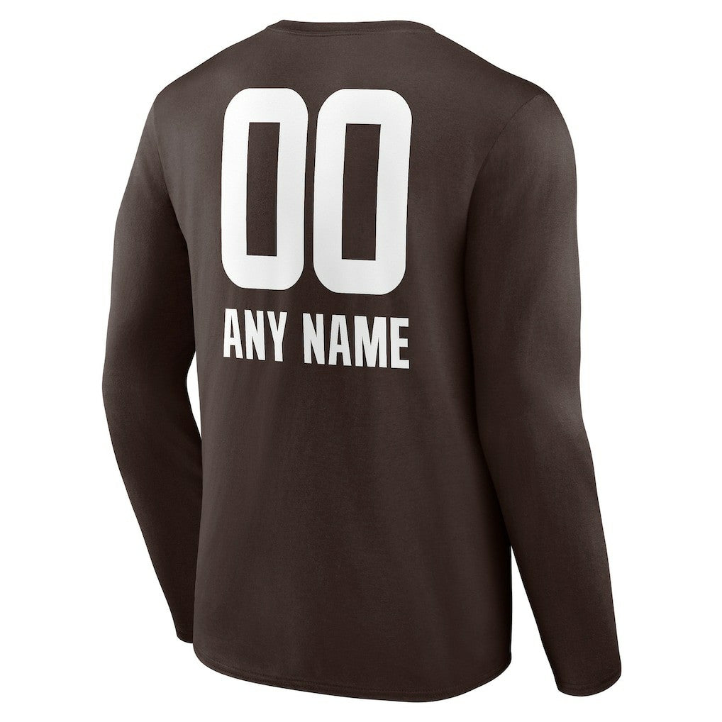 Cleveland Browns Personalized Name & Number Team Wordmark Long Sleeve T-Shirt - Brown on sale