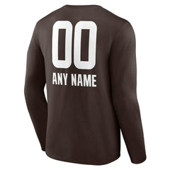 Cleveland Browns Personalized Name & Number Team Wordmark Long Sleeve T-Shirt - Brown on sale