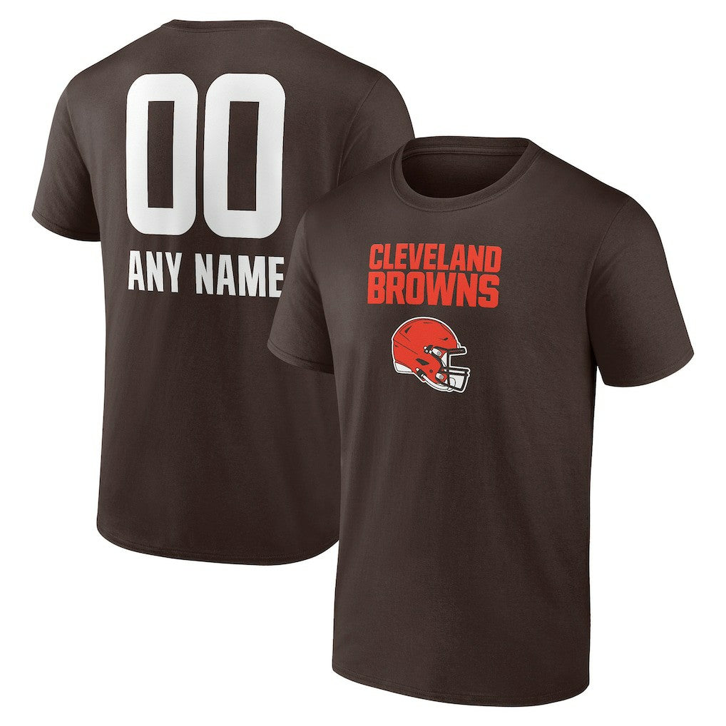 Cleveland Browns Personalized Name & Number Team Wordmark T-Shirt - Brown discount