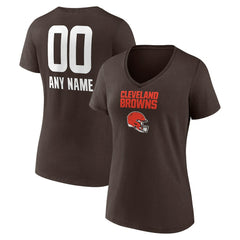 Cleveland Browns Women's Personalized Name & Number Team Wordmark V-Neck T-Shirt - Brown cheap